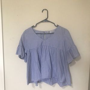 Blue/ White Striped Peplum Shirt